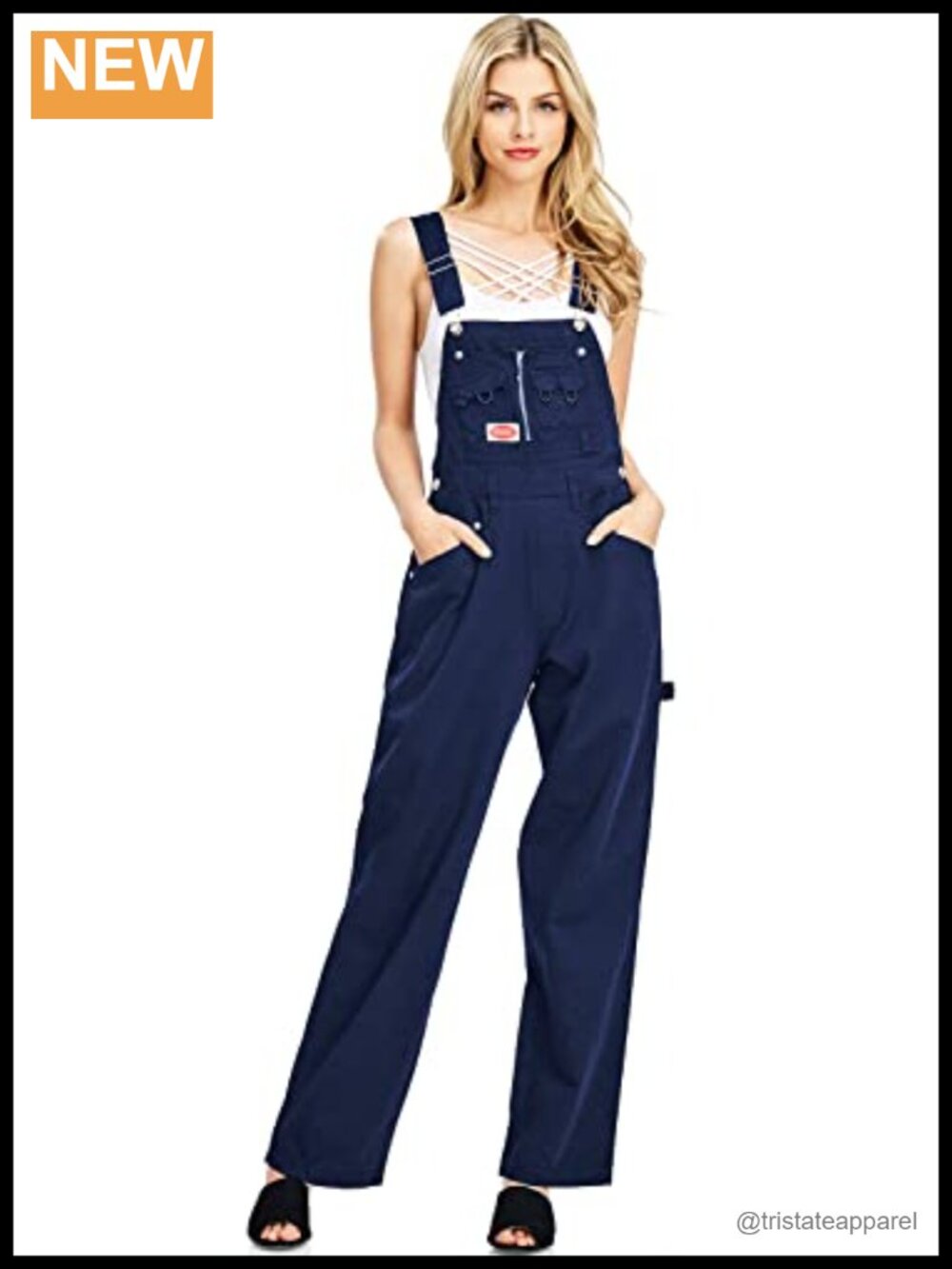 Revolt Baggy Straight Leg Twill Overalls Fitted Waist Multi-Pocket Bib